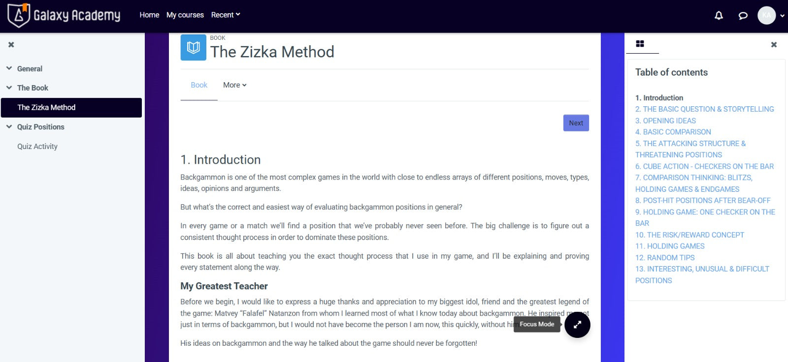 The Zizka Method - Dominating Backgammon Through Storytelling, Online Interactive E-Book