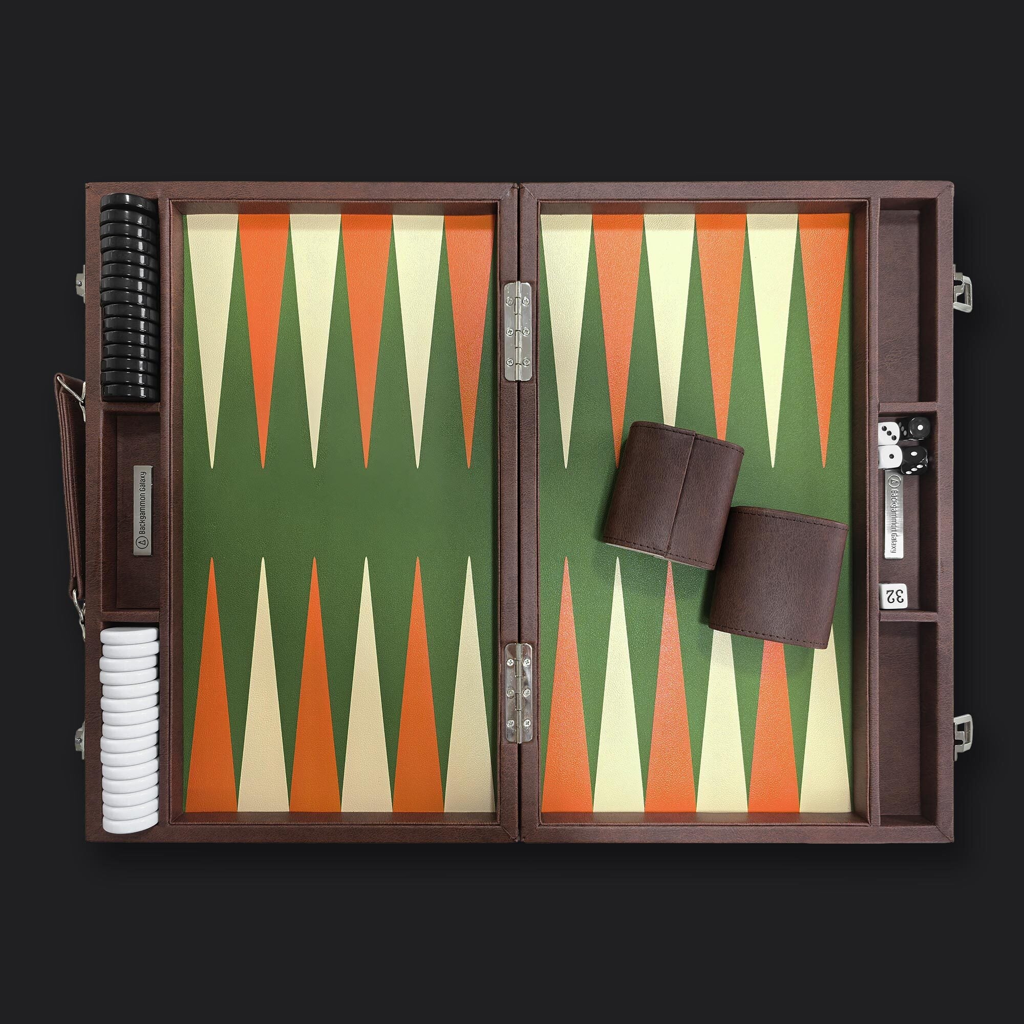 Classic Leatherette Backgammon Set, The "Daily" Board, Brown Frame