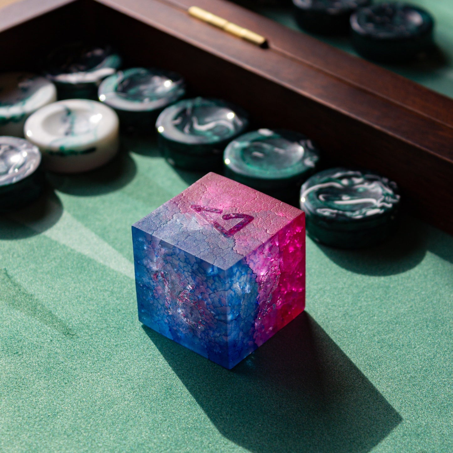 Cosmos Cubes, Backgammon Doubling Cube, 38mm/1.5in, 160 grams/5.6oz, Handmade Luxury Backgammon Accessory