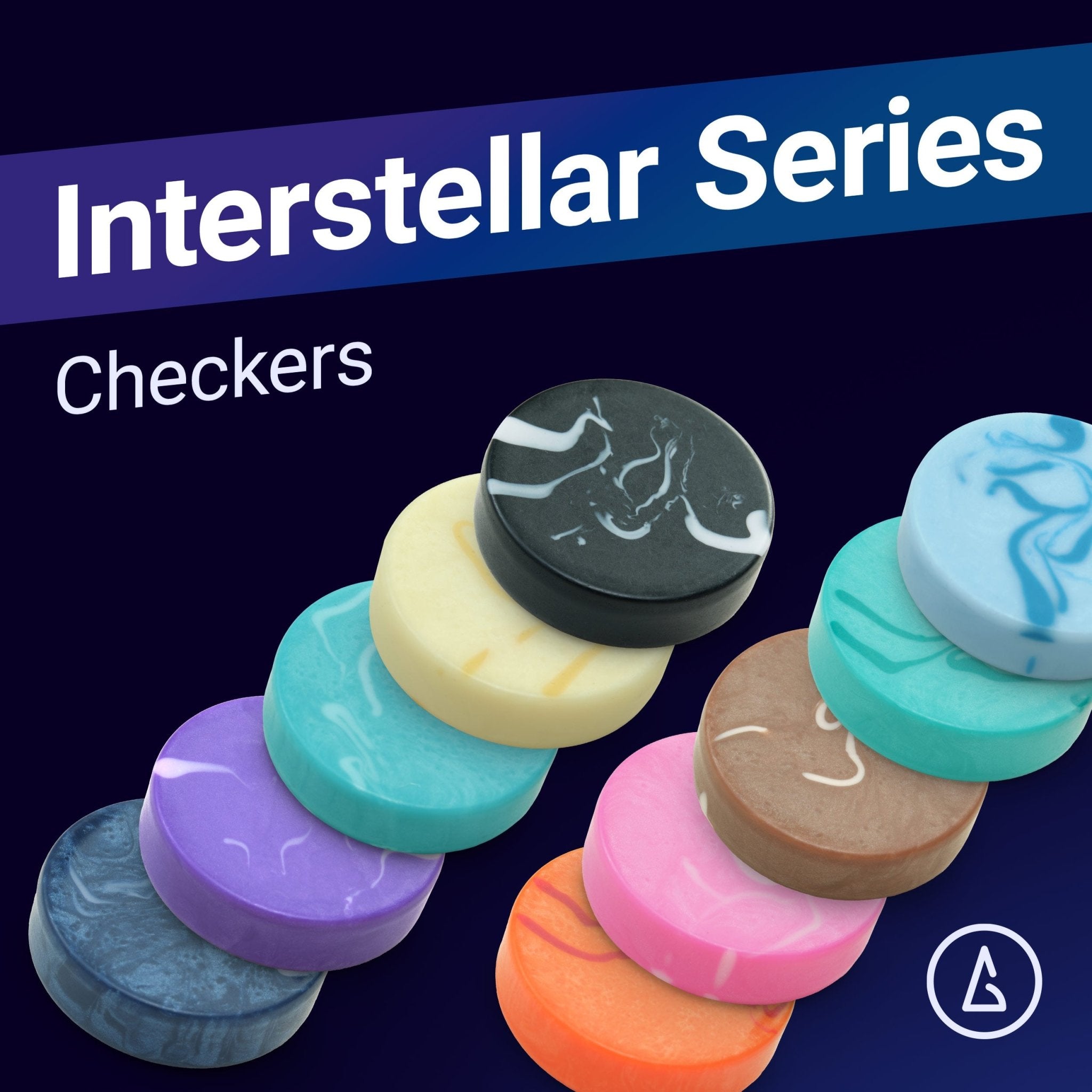 Backgammon Checkers, Interstellar Series, 44.5mm/1.75in, Roll of 15 Checkers, Handmade Luxury Checkers by Backgammon Galaxy - Backgammon Galaxy