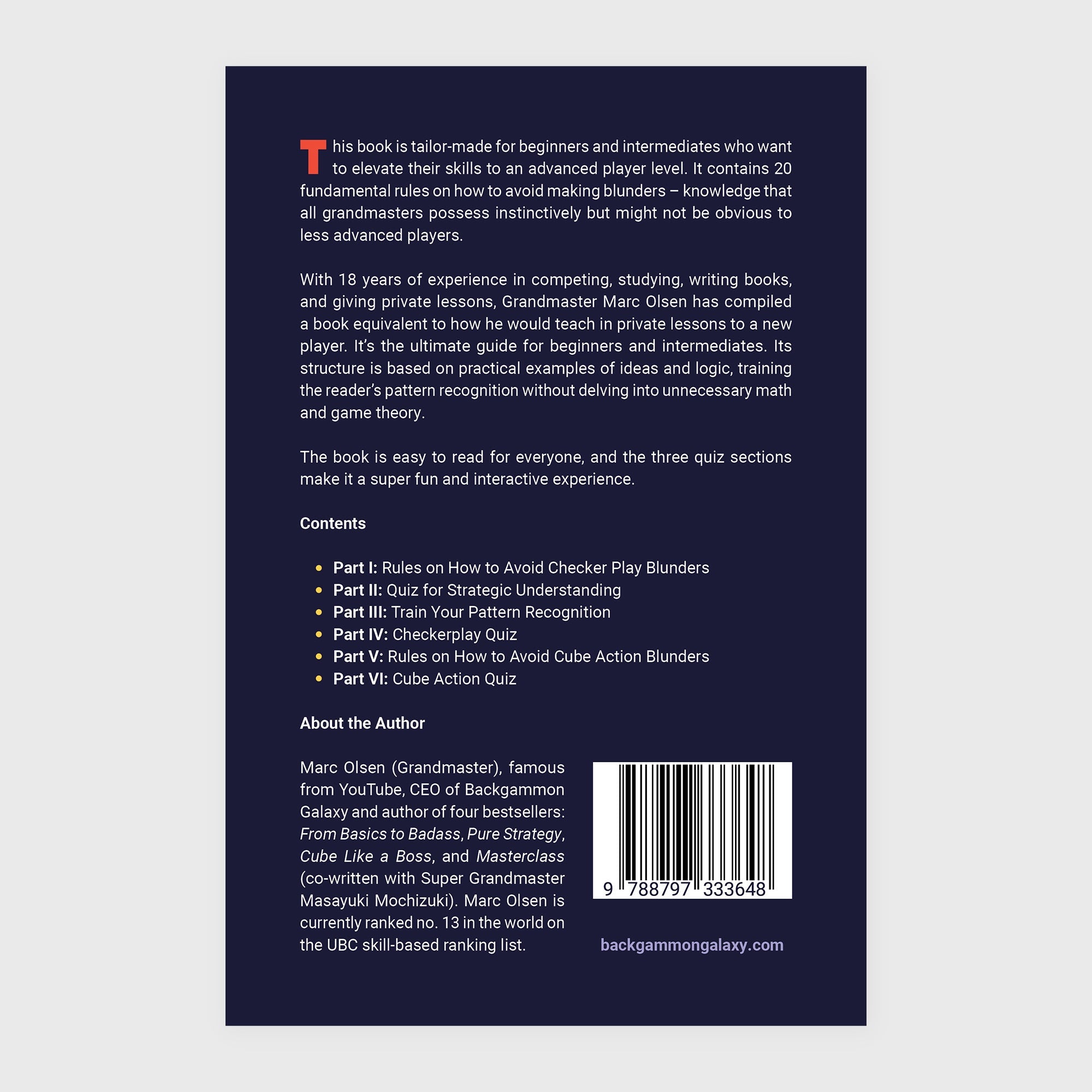 How to Not Suck at Backgammon, by Marc Olsen, Print book, Softcover - Backgammon Galaxy
