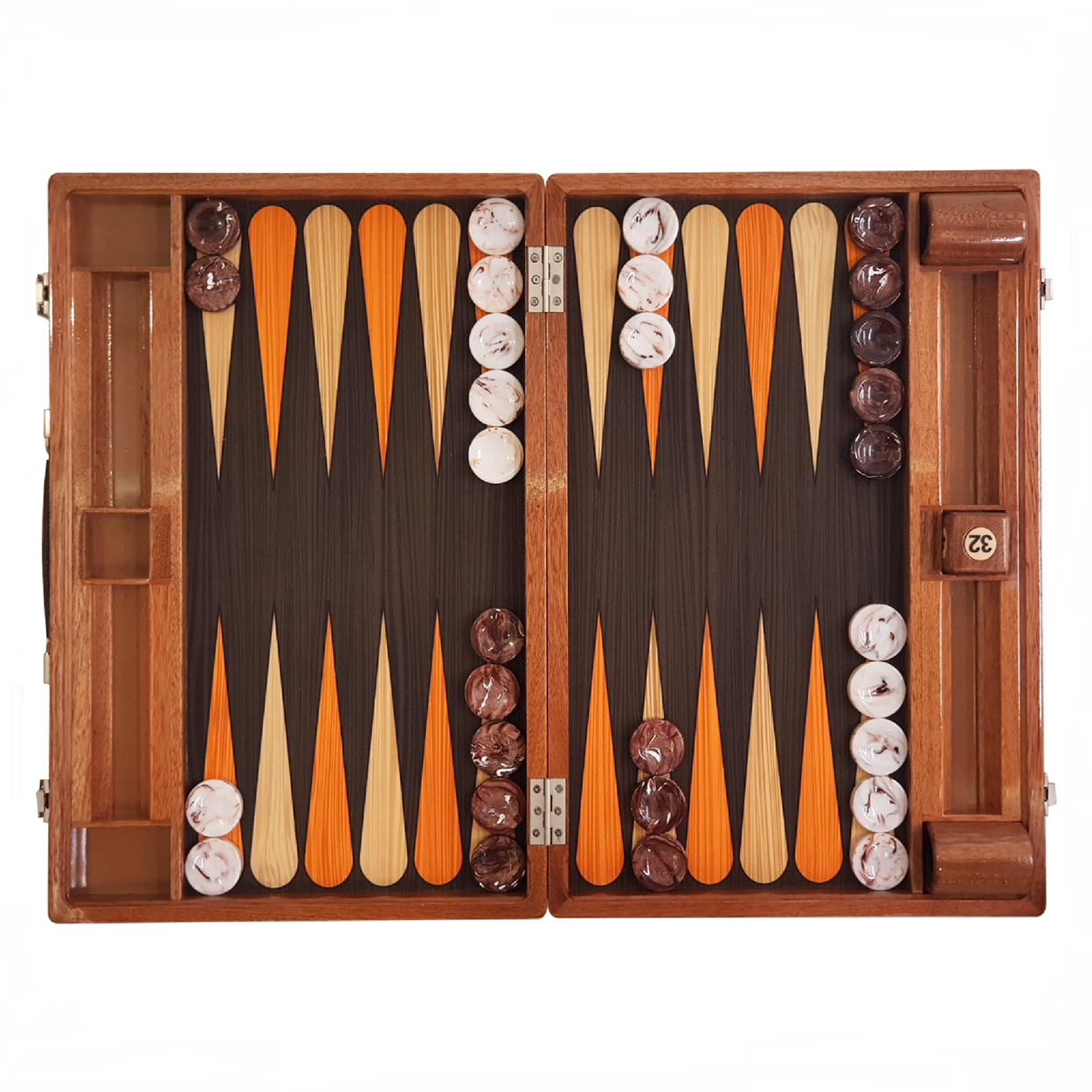 Game Backgammon, Orange Couture Leather