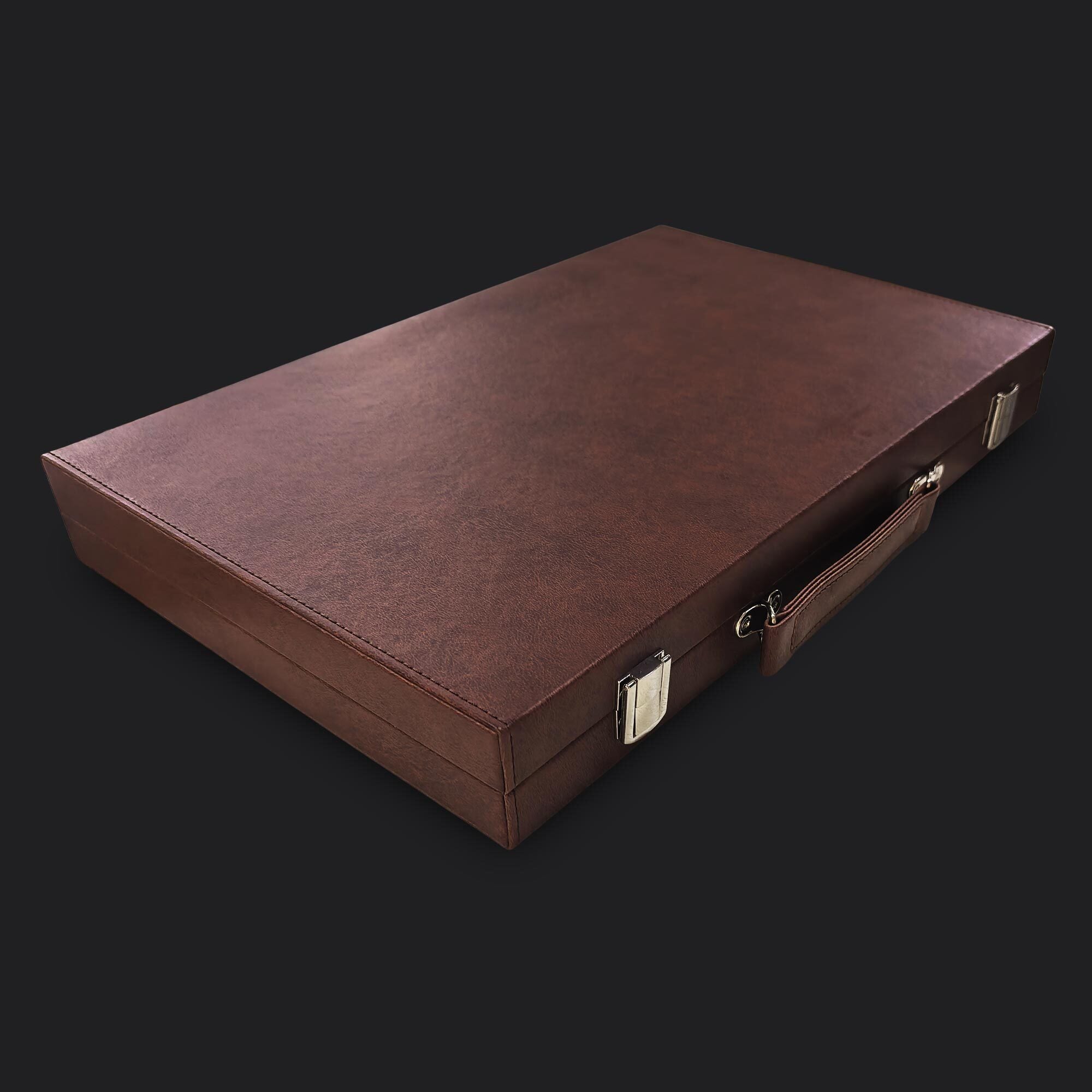 Classic Leatherette Backgammon Set, The "Daily" Board, Brown Frame