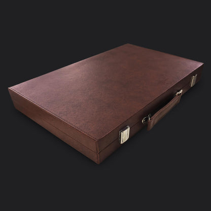 Classic Leatherette Backgammon Set, The "Daily" Board, Brown Frame