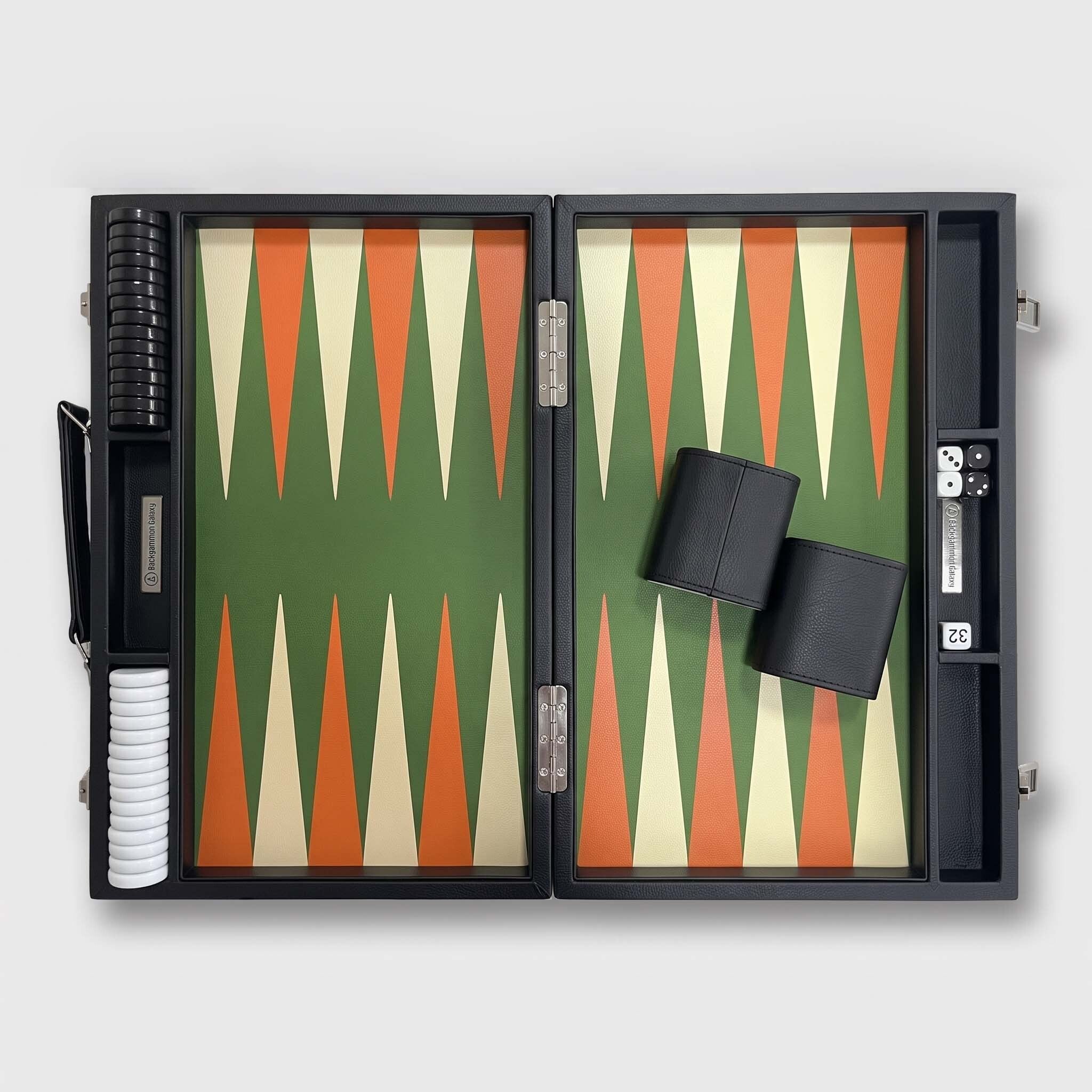 Classic Leatherette Backgammon Set, The "Daily" Board, Black Frame