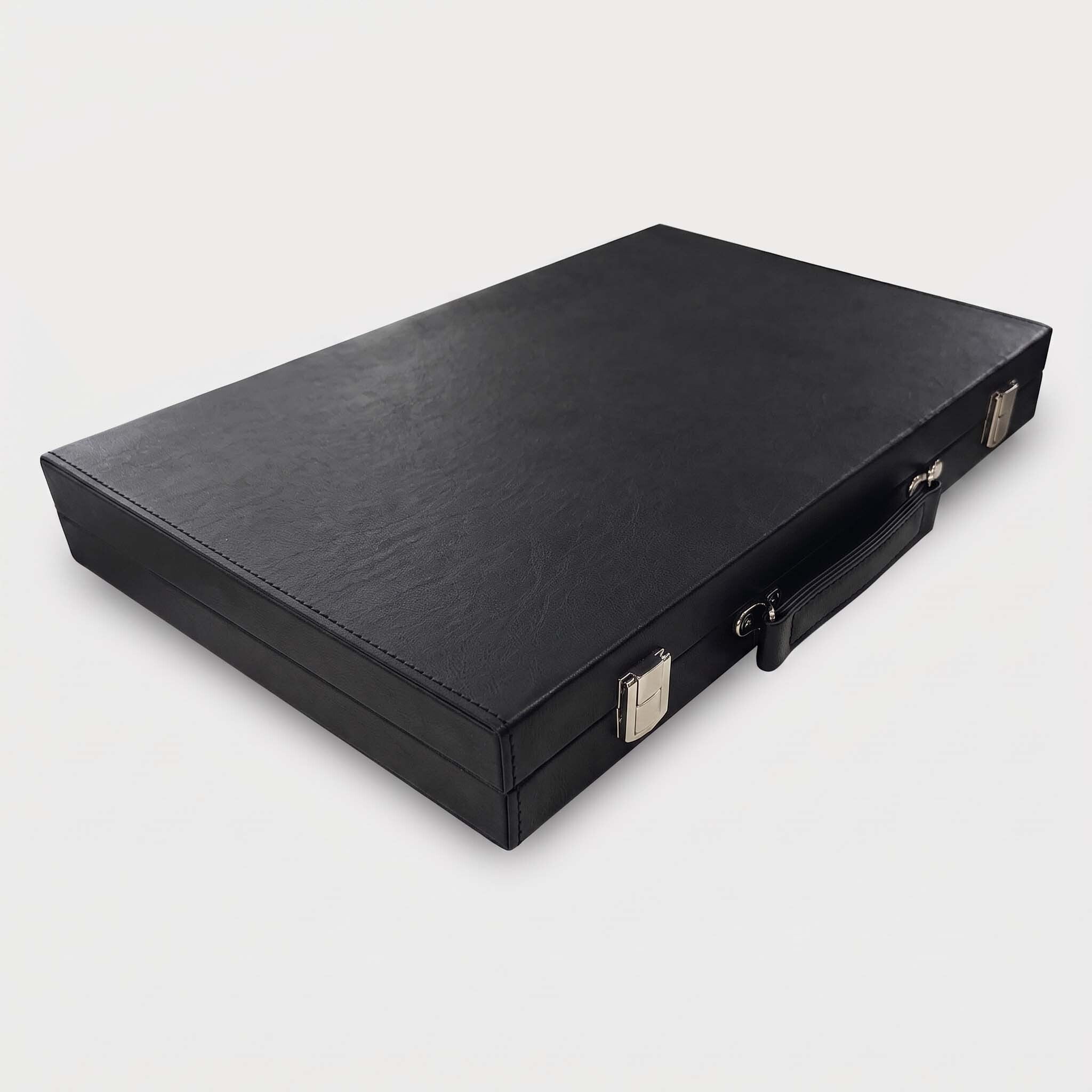 Classic Leatherette Backgammon Set, The "Daily" Board, Black Frame
