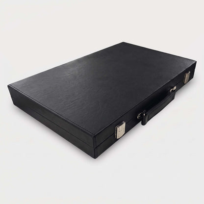Classic Leatherette Backgammon Set, The "Daily" Board, Black Frame