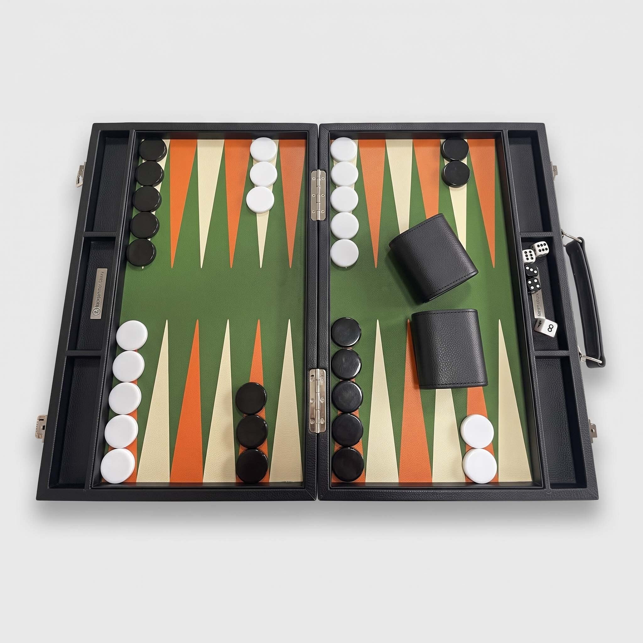 Classic Leatherette Backgammon Set, The "Daily" Board, Black Frame