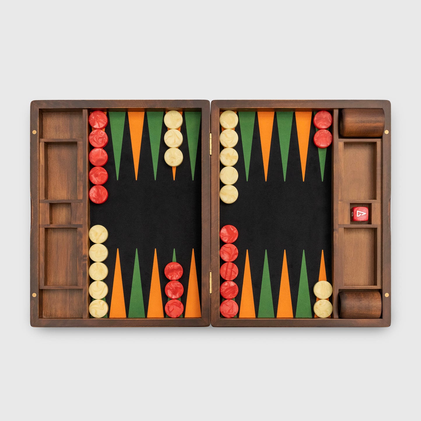 Adventure+ backgammon board, style: x-22, top down view checkers out