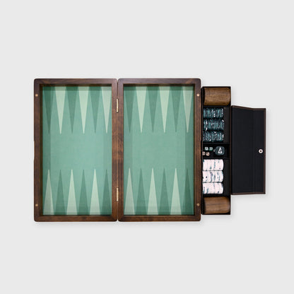Das Mini Earth Board, luxuriöses Backgammon-Reiseset