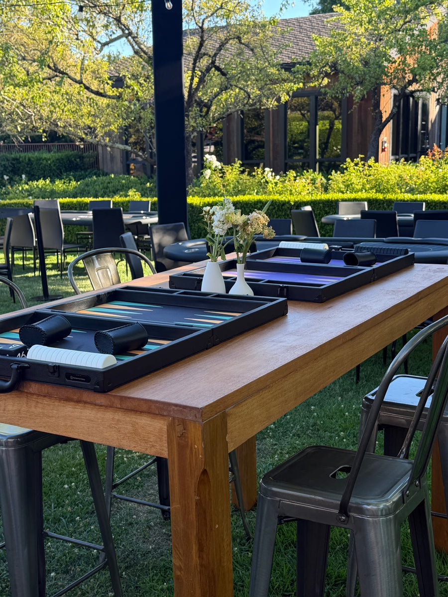 A row of Nova boards ready for play outdoors