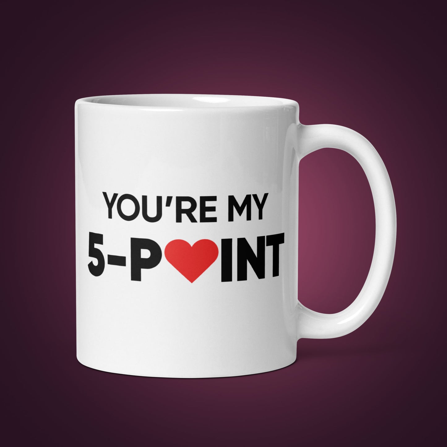 Tasse mit der Aufschrift „Du bist meine 5 Punkte“.