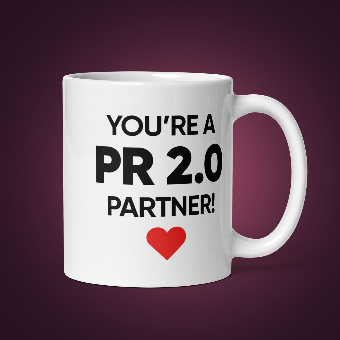 Tasse mit der Aufschrift „Sie sind ein PR 2.0-Partner“.