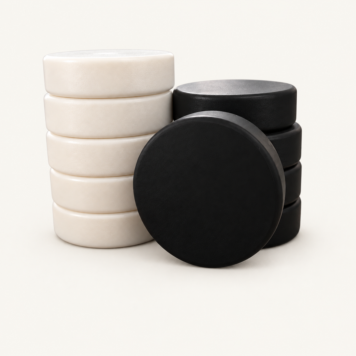 Stacked black and white checkers