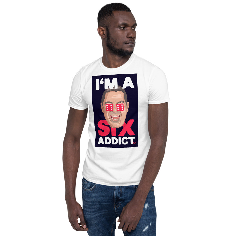 "I'm a Six Addict" Unisex T-shirt - Backgammon Galaxy White / S T-shirt